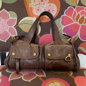 Fossil Brown Distress Leather Satchel Purse